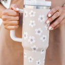  Floral Stainless Tumbler With Lid And Straw