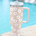  Floral Stainless Tumbler With Lid And Straw