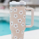  Floral Stainless Tumbler With Lid And Straw