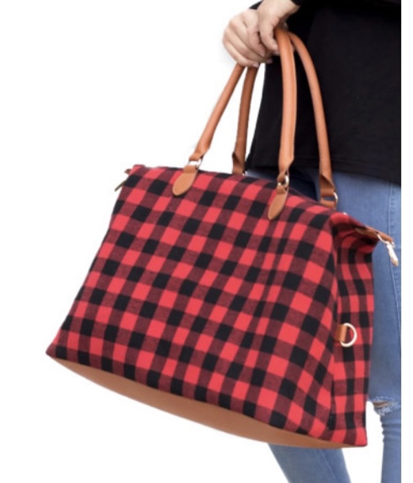 Red Plaid Tote Bag