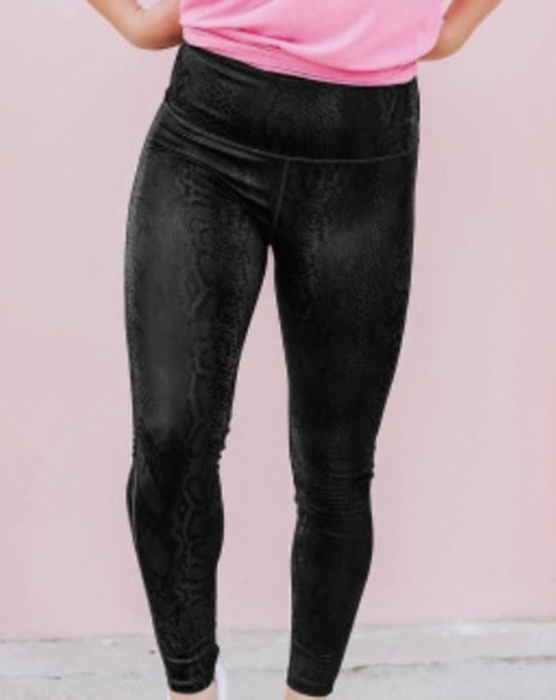 Snake Print Textured Leggings
