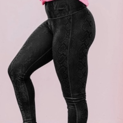 Snake Print Textured Leggings