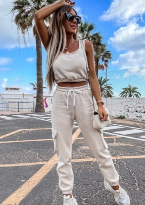 Crop Tank and Joggers Pants Set