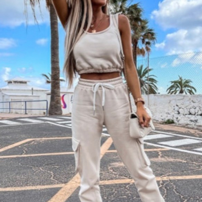 Crop Tank and Joggers Pants Set