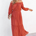  Ruffled Tiered Off Shoulder Maxi Dress