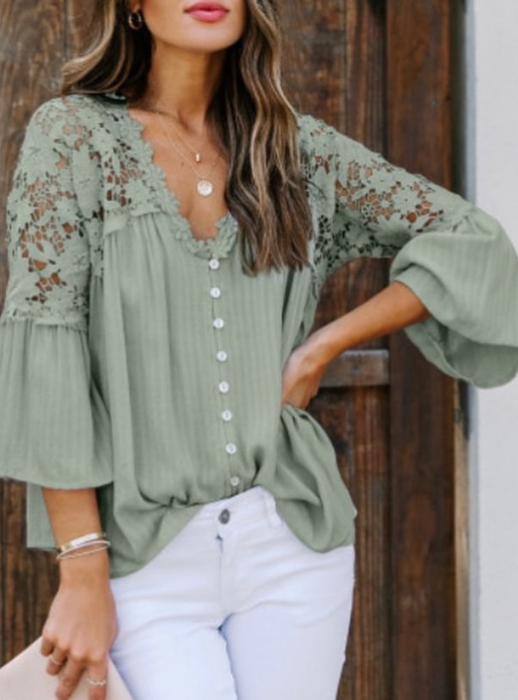 Crochet Lace Button Top | 2 Colors |