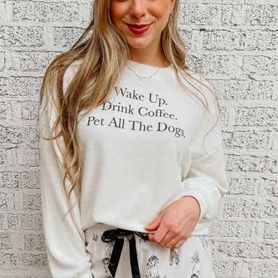 Doggie Print Shorts with Long Sleeve Pajama Set