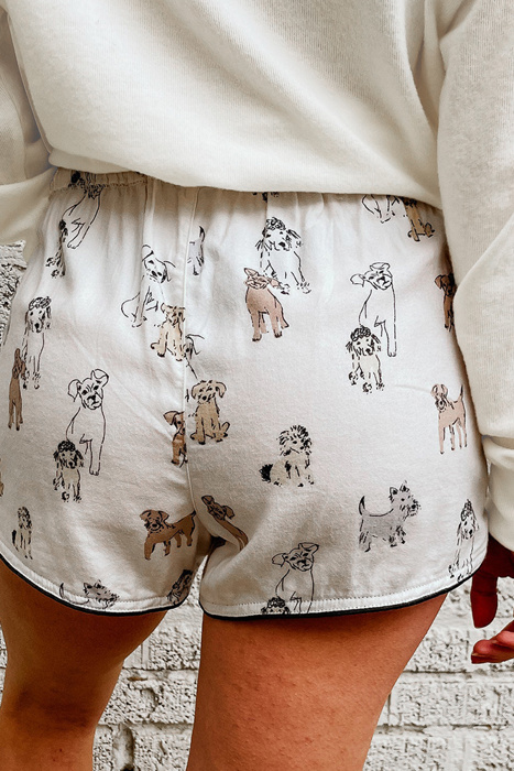 Doggie Print Shorts with Long Sleeve Pajama Set