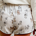  Doggie Print Shorts with Long Sleeve Pajama Set