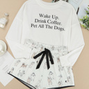  Doggie Print Shorts with Long Sleeve Pajama Set