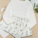 Doggie Print Shorts with Long Sleeve Pajama Set