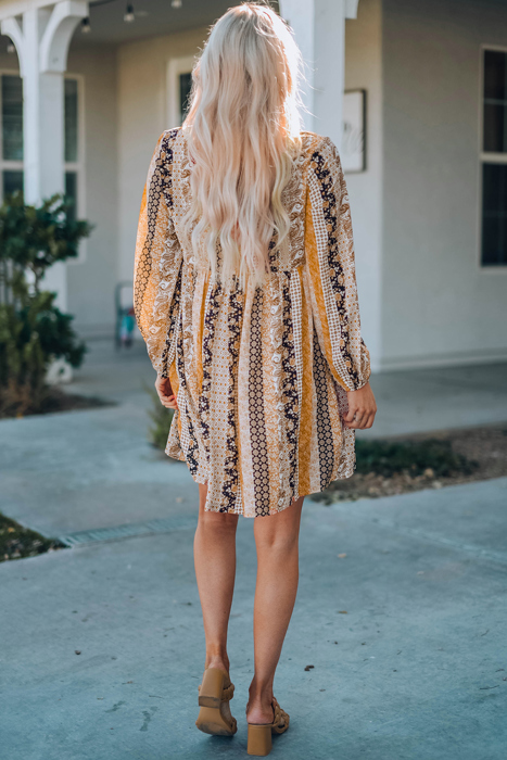 Boho Floral Long Sleeve Dress 