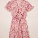  Pink Floral Tie Front Mini Dress