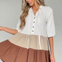 Colorblock Ruffled Tiered Mini Dress