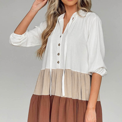Colorblock Ruffled Tiered Mini Dress