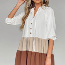  Colorblock Ruffled Tiered Mini Dress