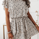  Heart Print Tiered Ruffle Mini Dress