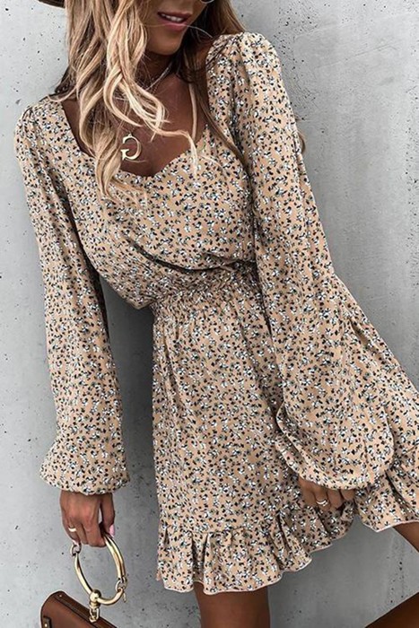 " SALE "  Smocked Waist Ruffled Long Sleeve Mini Dress | 3 Styles |