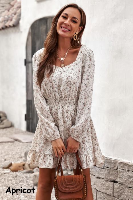 " SALE "  Smocked Waist Ruffled Long Sleeve Mini Dress | 3 Styles |