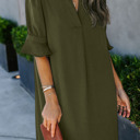  Green Ruffled Sleeve Shift Dress