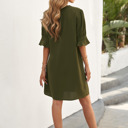  Green Ruffled Sleeve Shift Dress