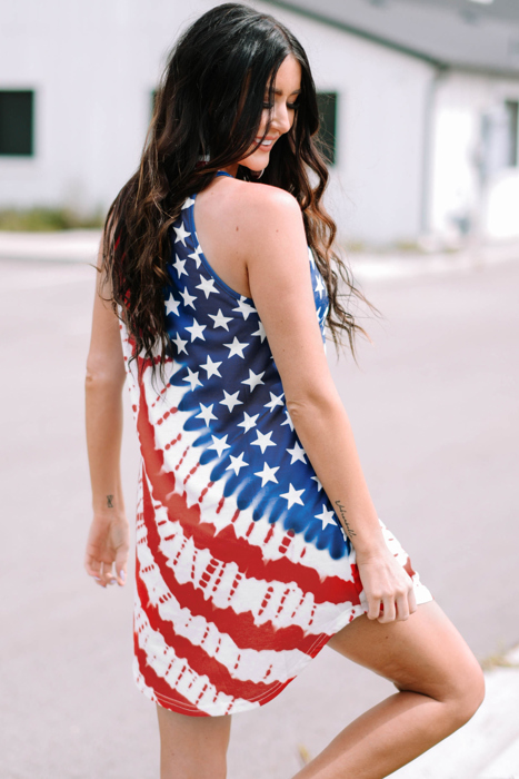 USA Flag Star Print Mini Dress