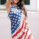  USA Flag Star Print Mini Dress