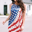  USA Flag Star Print Mini Dress