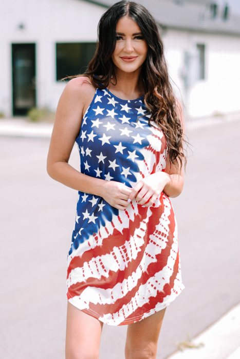USA Flag Star Print Mini Dress