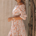  Off Shoulder Ruffled Floral Dress