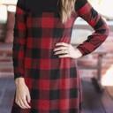   Plaid Pattern Long Sleeve Dress