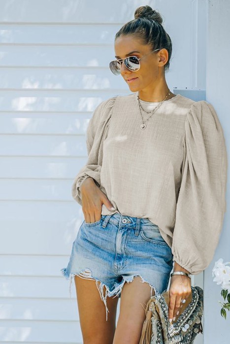 Billowed Long Sleeve Blouse