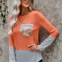 Medium Orange Sequins Front Pocket Long Sleeve Top | 3 Colors |