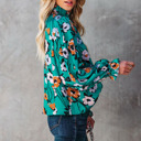  Floral Print Smocked Mock Neck Blouse