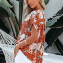  Leopard Floral V Neck Short Sleeve Blouse