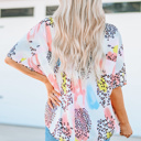  Animal Watercolor Mixed Print Loose Top