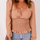  Smocked Waist Swiss Dot Top