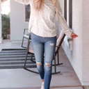  Cheetah Print Long Sleeve Blouse