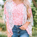  Animal Floral Mix Print Cape Top