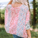  Animal Floral Mix Print Cape Top