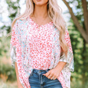  Animal Floral Mix Print Cape Top