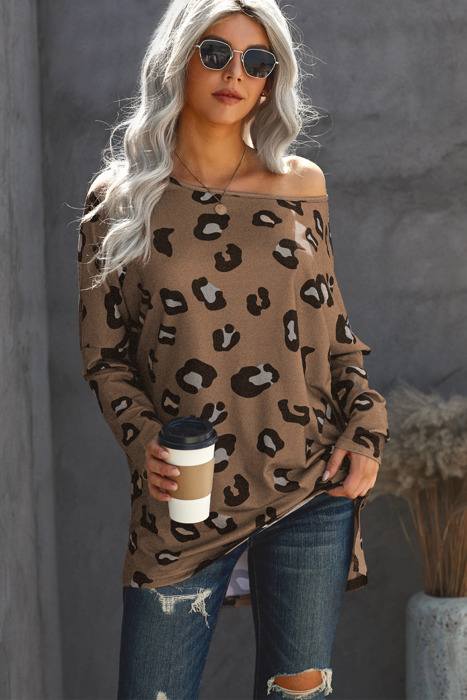 Leopard Print Loose Long Sleeve Top 