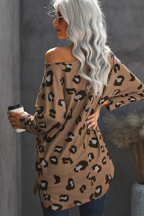 Leopard Print Loose Long Sleeve Top 
