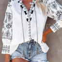  Embroidered Split Neck Blouse