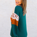  Leopard Color Block Long Sleeve Top