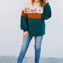  Leopard Color Block Long Sleeve Top
