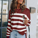  Striped Front Pocket Long Sleeve Top
