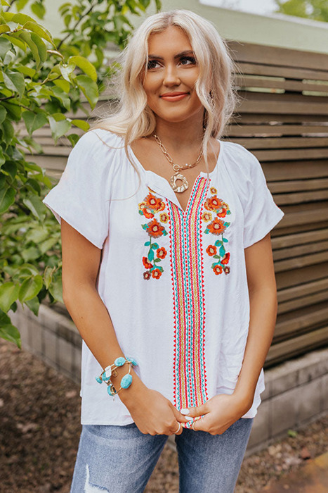 Wild Flower Embroidered Shift Top