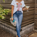  Wild Flower Embroidered Shift Top