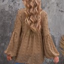  Swiss Dot Balloon Sleeve Loose Blouse